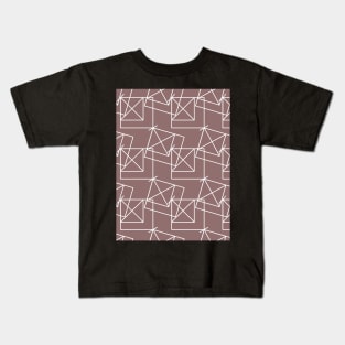 White lines, abstract geometry on a brown background Kids T-Shirt